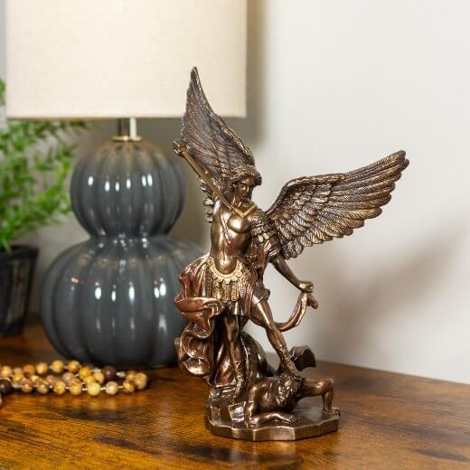 St. Michael Bronze Finish Statue, 8''